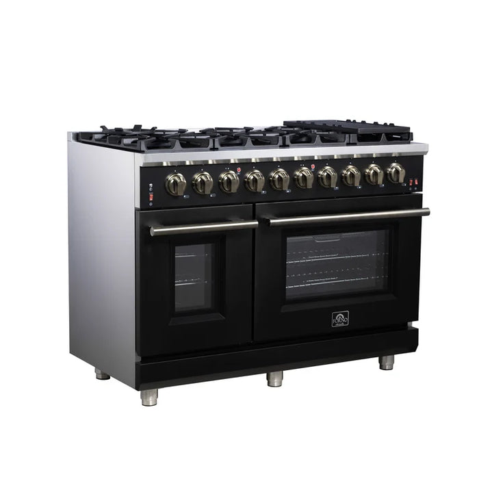 Forno Massimo 48″ 6.58 cu. ft. Freestanding Gas Range with 8 Sealed Burners, Air Fryer Kit, Wok Support & Griddle in Stainless Steel, Back or White (FFSGS6239-48)