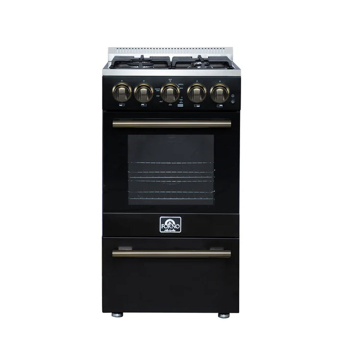 Forno Lamazze 20" 2.05 cu. ft. Freestanding Gas Range with 4 Sealed Burners – Stainless Steel, Black, or White (FFSGS6265-20)