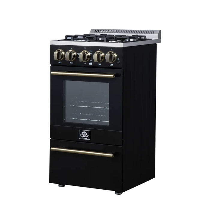 Forno Lamazze 20" 2.05 cu. ft. Freestanding Gas Range with 4 Sealed Burners – Stainless Steel, Black, or White (FFSGS6265-20)