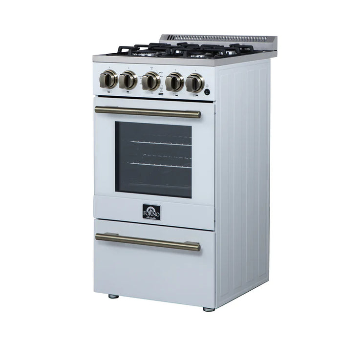Forno Lamazze 20" 2.05 cu. ft. Freestanding Gas Range with 4 Sealed Burners – Stainless Steel, Black, or White (FFSGS6265-20)