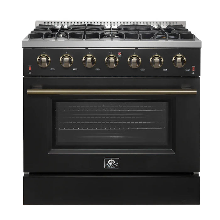 Forno Galiano 36" Freestanding Gas Range with 6 Burners - Stainless Steel and Colored Door Options (FFSGS6244-36)