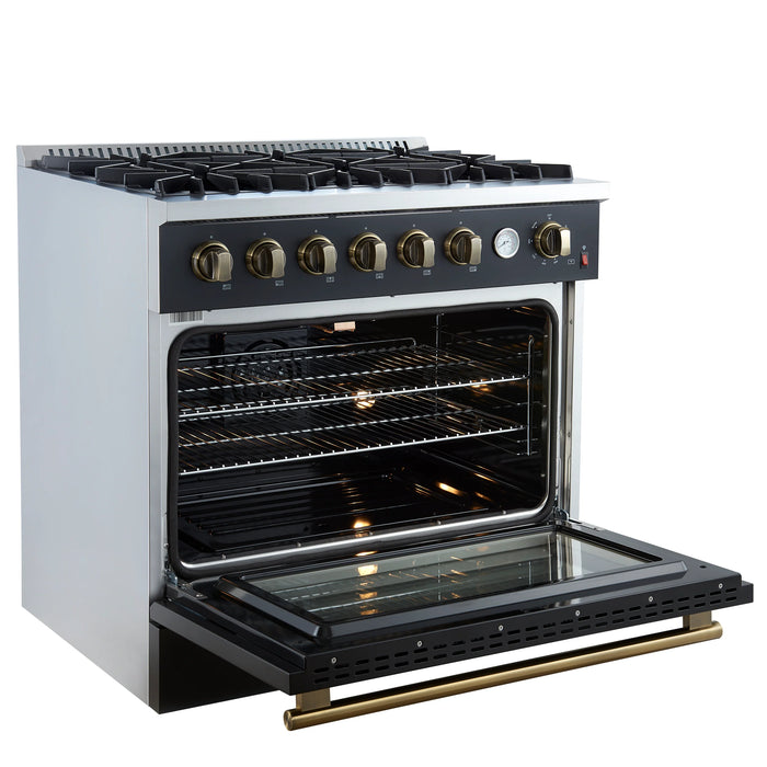 Forno Marco 36" Freestanding Gas Range - Stainless Steel, Black, White (FFSGS6277-36)
