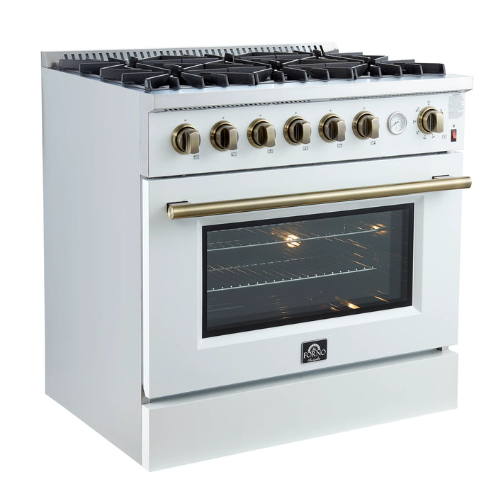 Forno Marco 36" Freestanding Gas Range - Stainless Steel, Black, White (FFSGS6277-36)