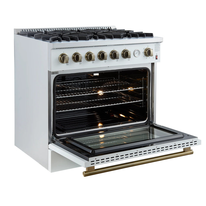 Forno Marco 36" Freestanding Gas Range - Stainless Steel, Black, White (FFSGS6277-36)