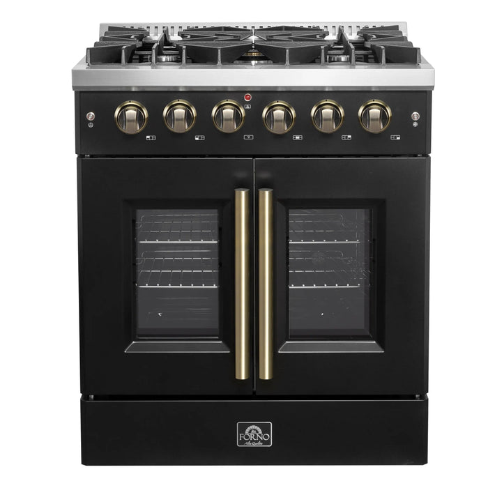 Forno Galiano 30" Freestanding French Door Gas Range - Stainless Steel, Black, White (FFSGS6444-30)