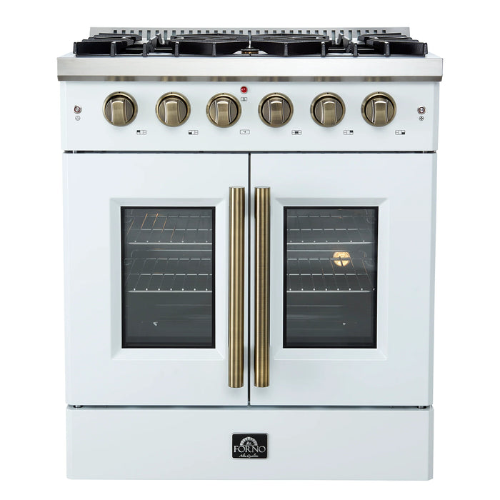 Forno Galiano 30" Freestanding French Door Gas Range - Stainless Steel, Black, White (FFSGS6444-30)