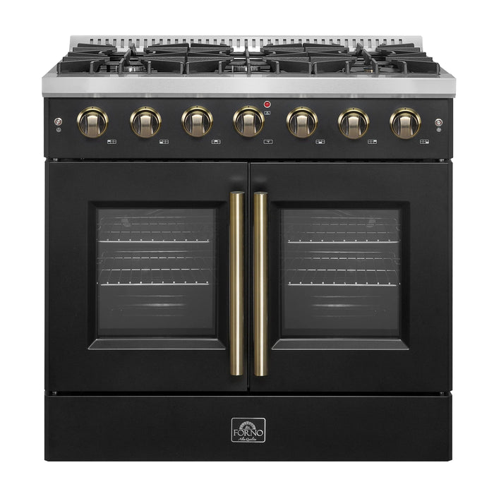 Forno Galiano 36" Freestanding French Door Gas Range - Stainless Steel, Black, White (FFSGS6444-36)