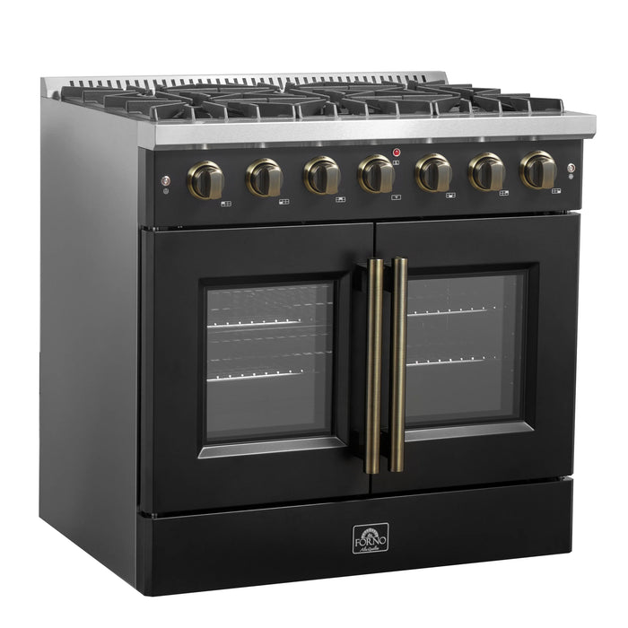 Forno Galiano 36" Freestanding French Door Gas Range - Stainless Steel, Black, White (FFSGS6444-36)