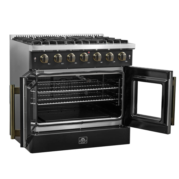 Forno Galiano 36" Freestanding French Door Gas Range - Stainless Steel, Black, White (FFSGS6444-36)