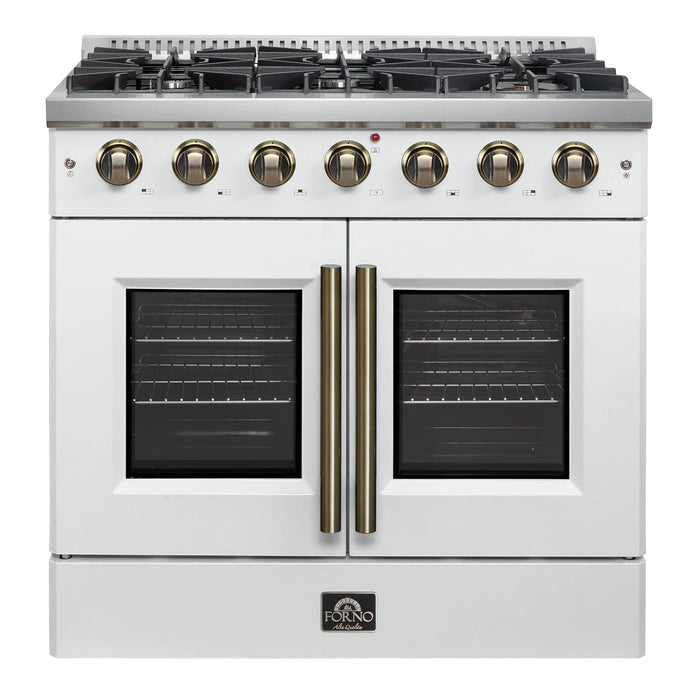 Forno Galiano 36" Freestanding French Door Gas Range - Stainless Steel, Black, White (FFSGS6444-36)