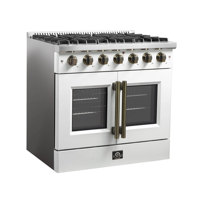 Forno Galiano 36" Freestanding French Door Gas Range - Stainless Steel, Black, White (FFSGS6444-36)