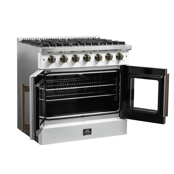 Forno Galiano 36" Freestanding French Door Gas Range - Stainless Steel, Black, White (FFSGS6444-36)