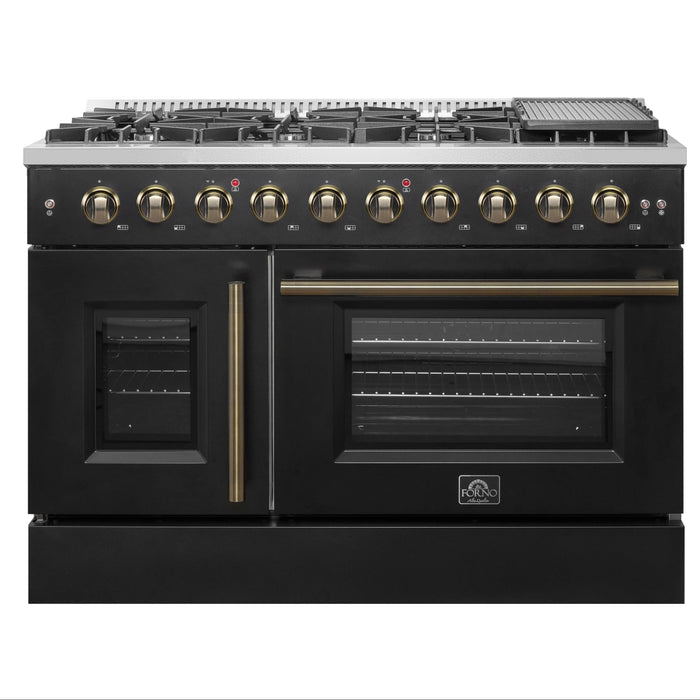 Forno Galiano 48" Freestanding French Door Gas Range - Stainless Steel, Black, White (FFSGS6444-48)