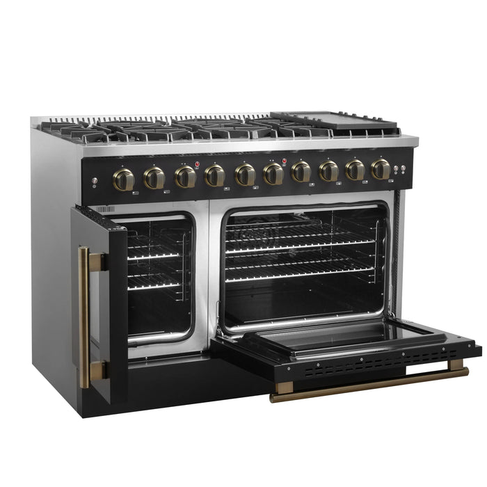 Forno Galiano 48" Freestanding French Door Gas Range - Stainless Steel, Black, White (FFSGS6444-48)