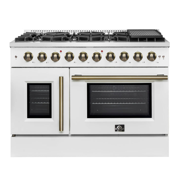 Forno Galiano 48" Freestanding French Door Gas Range - Stainless Steel, Black, White (FFSGS6444-48)