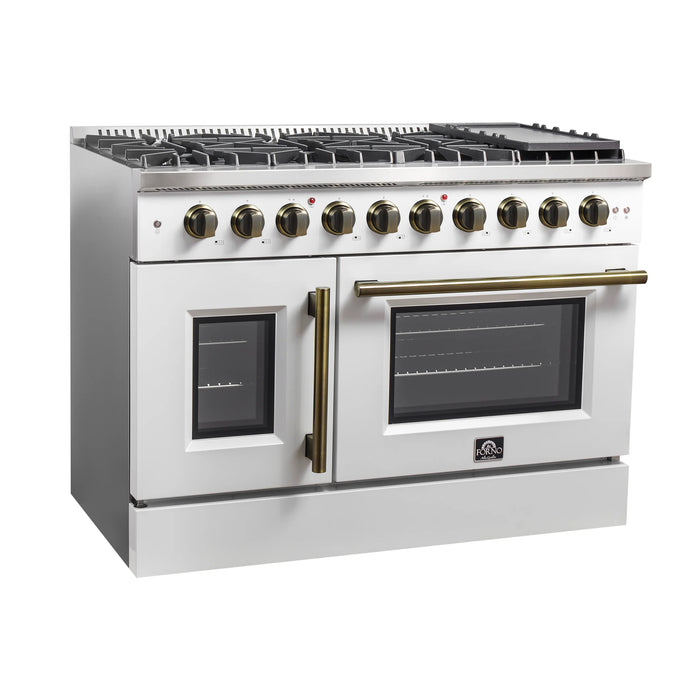 Forno Galiano 48" Freestanding French Door Gas Range - Stainless Steel, Black, White (FFSGS6444-48)