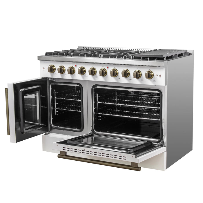 Forno Galiano 48" Freestanding French Door Gas Range - Stainless Steel, Black, White (FFSGS6444-48)