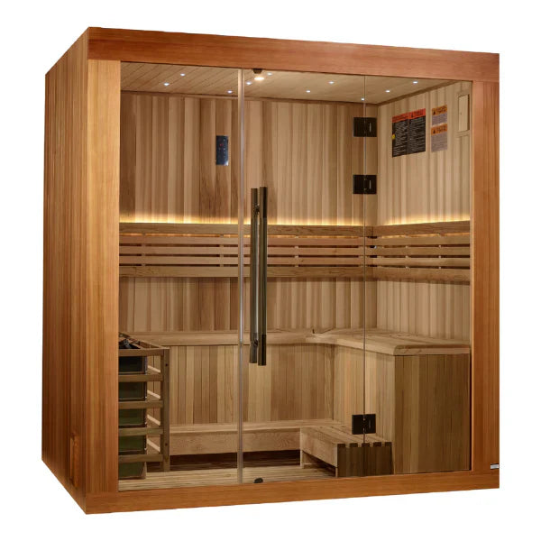 Golden Designs 2025 Model - "Copenhagen Edition" 3-Person Traditional Steam Indoor Sauna (GDI-7389-02)