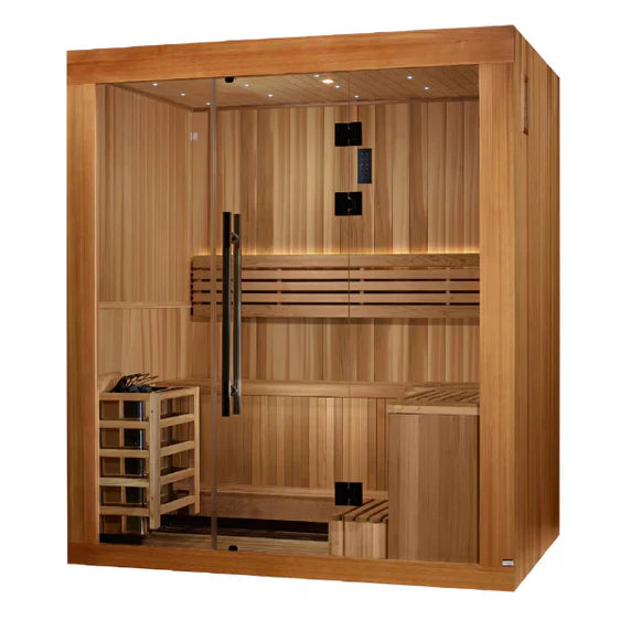 Golden Designs 2025 Model - "Copenhagen Edition" 3-Person Traditional Steam Indoor Sauna (GDI-7389-02)