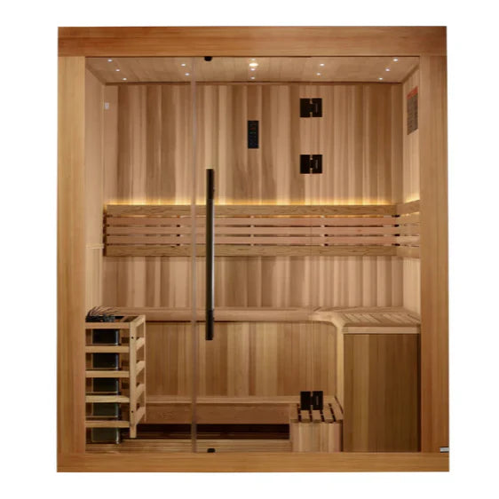 Golden Designs 2025 Model - "Copenhagen Edition" 3-Person Traditional Steam Indoor Sauna (GDI-7389-02)