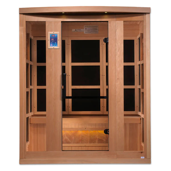 Golden Designs 3-Person "Hotel Edition" Full Spectrum PureTech™ Near Zero EMF FAR Infrared Sauna with Himalayan Salt Bar