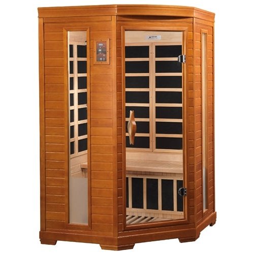Dynamic saunas Heming Elite 2-person Corner Ultra Low EMF (Under 3MG) FAR Infrared Sauna (Canadian Hemlock)