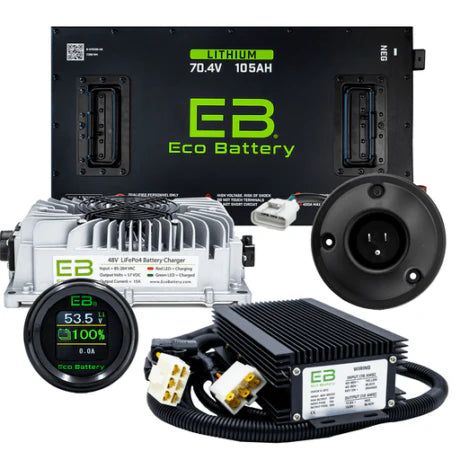 Eco Battery 70V 105Ah Lithium Bundle Kit with Charger & 12V Converter