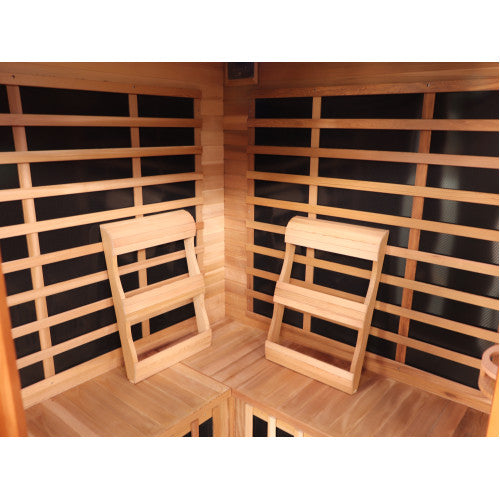 Sunray Sauna "Bristol Bay" 4-Person Indoor Infrared Corner Sauna - Red Cedar Wood