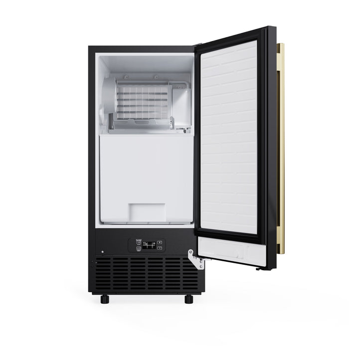 Forno Cristallo 15-Inch Freestanding/Undercounter Cube Ice Maker 79.4 lbs/Day Black with Antique Brass Accent (FIMBI7313-15BLK)