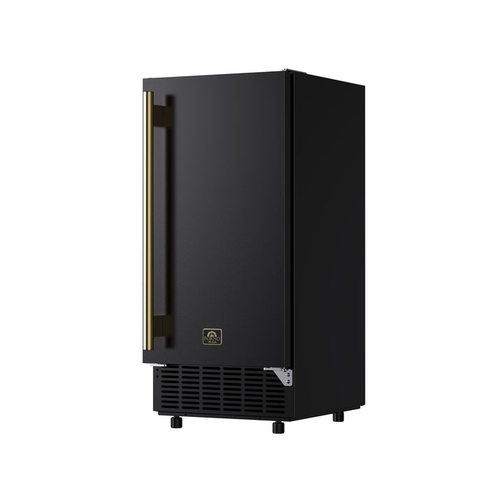 Forno Cristallo 15-Inch Freestanding/Undercounter Cube Ice Maker 79.4 lbs/Day Black with Antique Brass Accent (FIMBI7313-15BLK)