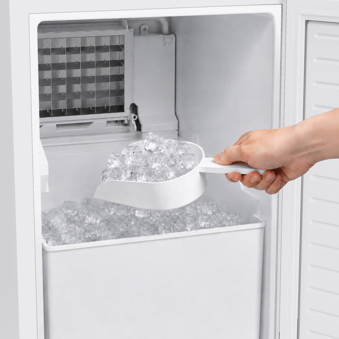 Forno Cristallo 15-Inch Freestanding/Undercounter Cube Ice Maker 79.4 lbs/Day White with Antique Brass Accent (FIMBI7313-15WHT)