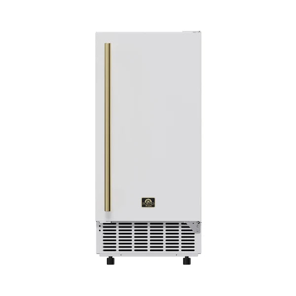 Forno Cristallo 15-Inch Freestanding/Undercounter Cube Ice Maker 79.4 lbs/Day - Stainless Steel, Black and White (FIMBI7313-15S)