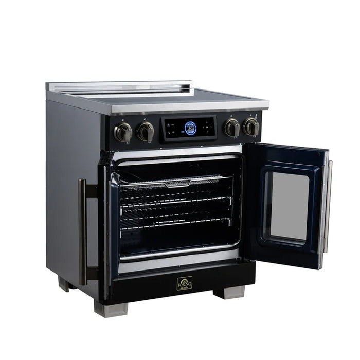 Forno Maximus 30-Inch 4.32 cu. ft. French Door Induction Range, True Convection, Air Sous Vide, Air Fry Basket - Stainless Steel Black or White (FFSIN0932-30)