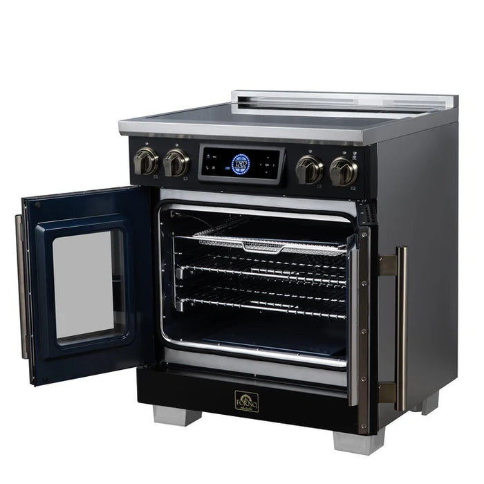 Forno Maximus 30-Inch 4.32 cu. ft. French Door Induction Range, True Convection, Air Sous Vide, Air Fry Basket - Stainless Steel Black or White (FFSIN0932-30)