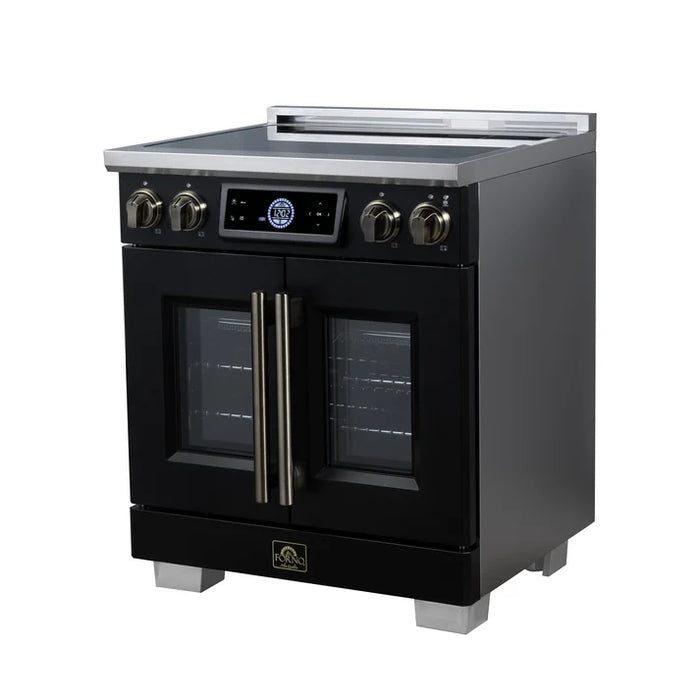 Forno Maximus 30-Inch 4.32 cu. ft. French Door Induction Range, True Convection, Air Sous Vide, Air Fry Basket - Stainless Steel Black or White (FFSIN0932-30)