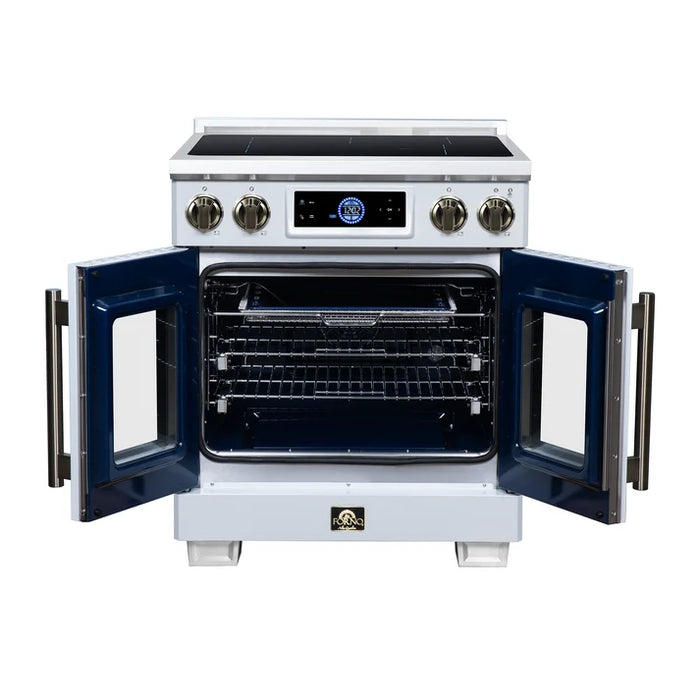 Forno Maximus 30-Inch 4.32 cu. ft. French Door Induction Range, True Convection, Air Sous Vide, Air Fry Basket - Stainless Steel Black or White (FFSIN0932-30)