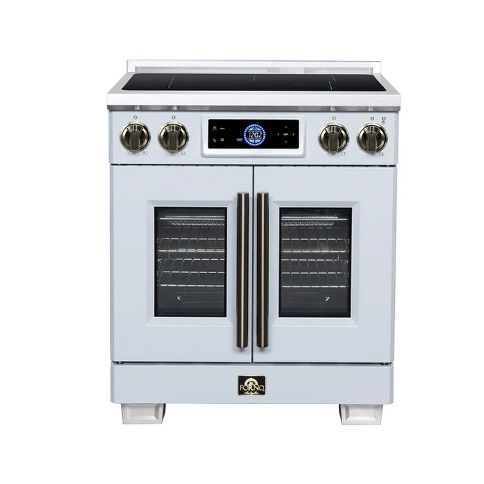 Forno Maximus 30-Inch 4.32 cu. ft. French Door Induction Range, True Convection, Air Sous Vide, Air Fry Basket - Stainless Steel Black or White (FFSIN0932-30)