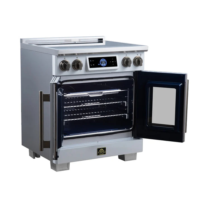 Forno Maximus 30-Inch 4.32 cu. ft. French Door Induction Range, True Convection, Air Sous Vide, Air Fry Basket - Stainless Steel Black or White (FFSIN0932-30)