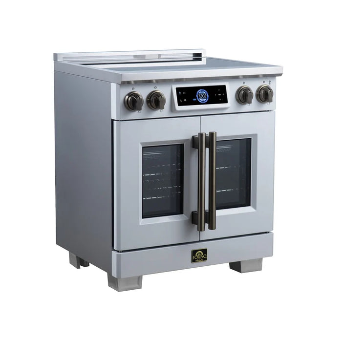 Forno Maximus 30-Inch 4.32 cu. ft. French Door Induction Range, True Convection, Air Sous Vide, Air Fry Basket - Stainless Steel Black or White (FFSIN0932-30)