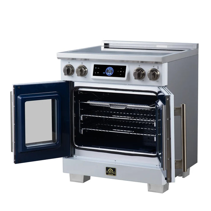 Forno Maximus 30-Inch 4.32 cu. ft. French Door Induction Range, True Convection, Air Sous Vide, Air Fry Basket - Stainless Steel Black or White (FFSIN0932-30)