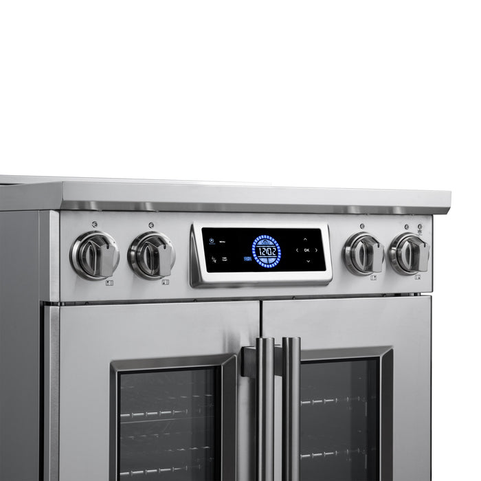 Forno Maximus 30-Inch 4.32 cu. ft. French Door Induction Range, True Convection, Air Sous Vide, Air Fry Basket - Stainless Steel Black or White (FFSIN0932-30)
