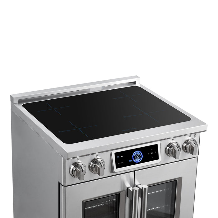 Forno Maximus 30-Inch 4.32 cu. ft. French Door Induction Range, True Convection, Air Sous Vide, Air Fry Basket - Stainless Steel Black or White (FFSIN0932-30)