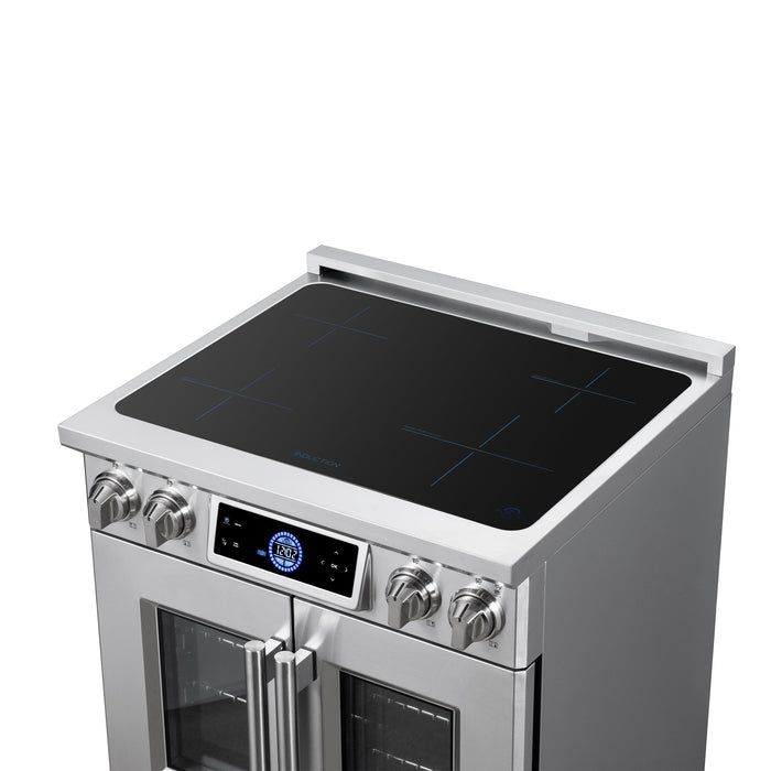 Forno Maximus 30-Inch 4.32 cu. ft. French Door Induction Range, True Convection, Air Sous Vide, Air Fry Basket - Stainless Steel Black or White (FFSIN0932-30)