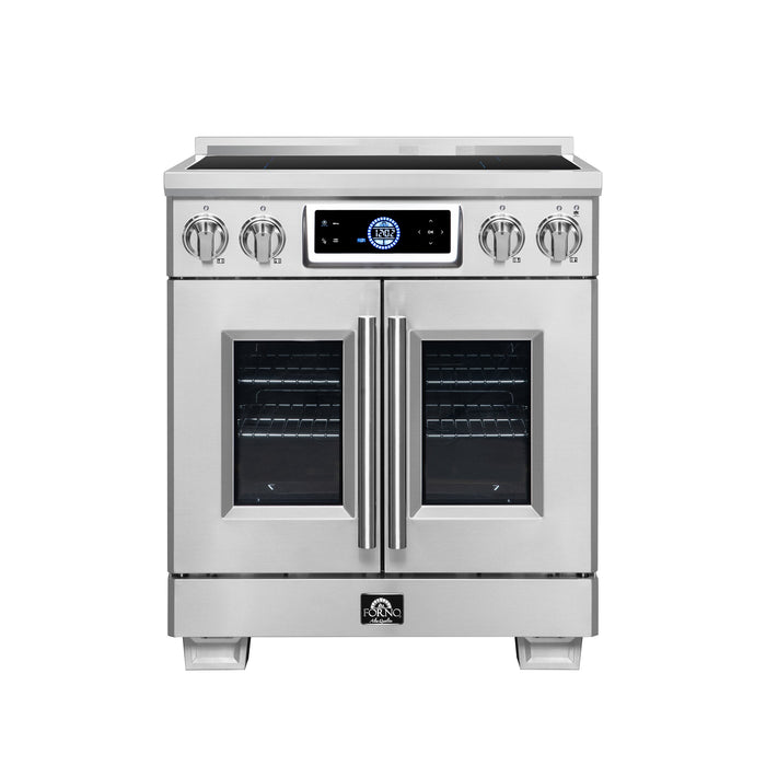 Forno Maximus 30-Inch 4.32 cu. ft. French Door Induction Range, True Convection, Air Sous Vide, Air Fry Basket - Stainless Steel Black or White (FFSIN0932-30)