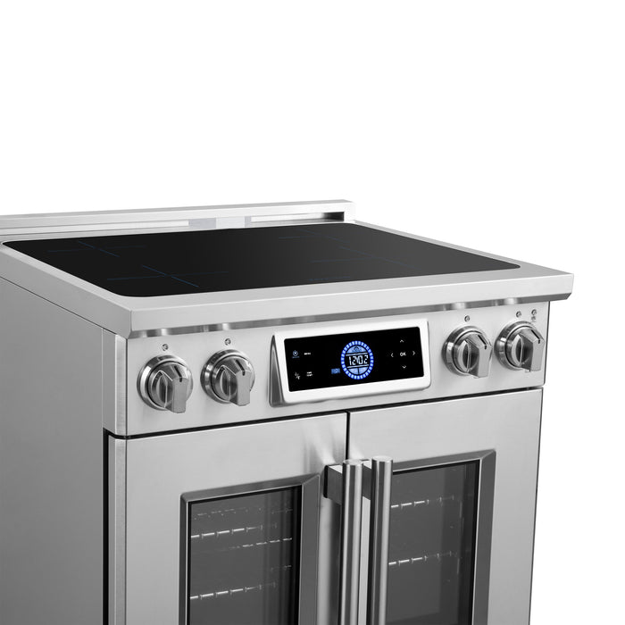 Forno Maximus 30-Inch 4.32 cu. ft. French Door Induction Range, True Convection, Air Sous Vide, Air Fry Basket - Stainless Steel Black or White (FFSIN0932-30)