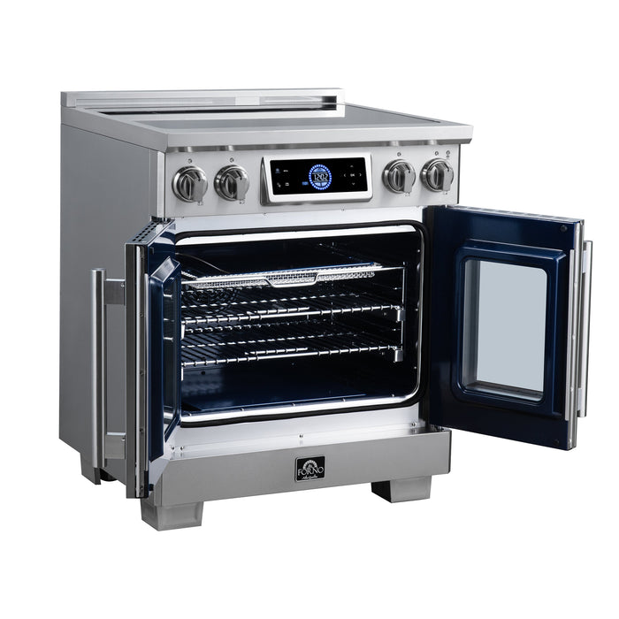 Forno Maximus 30-Inch 4.32 cu. ft. French Door Induction Range, True Convection, Air Sous Vide, Air Fry Basket - Stainless Steel Black or White (FFSIN0932-30)