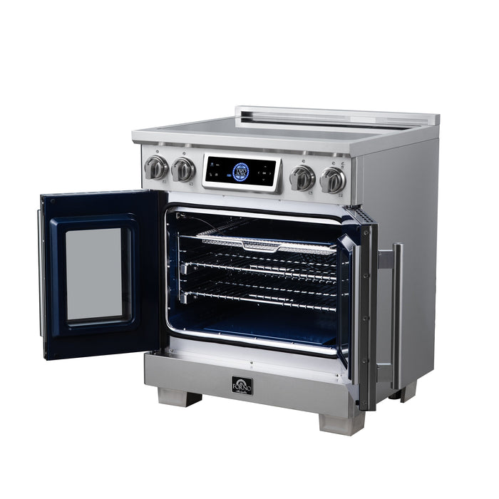 Forno Maximus 30-Inch 4.32 cu. ft. French Door Induction Range, True Convection, Air Sous Vide, Air Fry Basket - Stainless Steel Black or White (FFSIN0932-30)