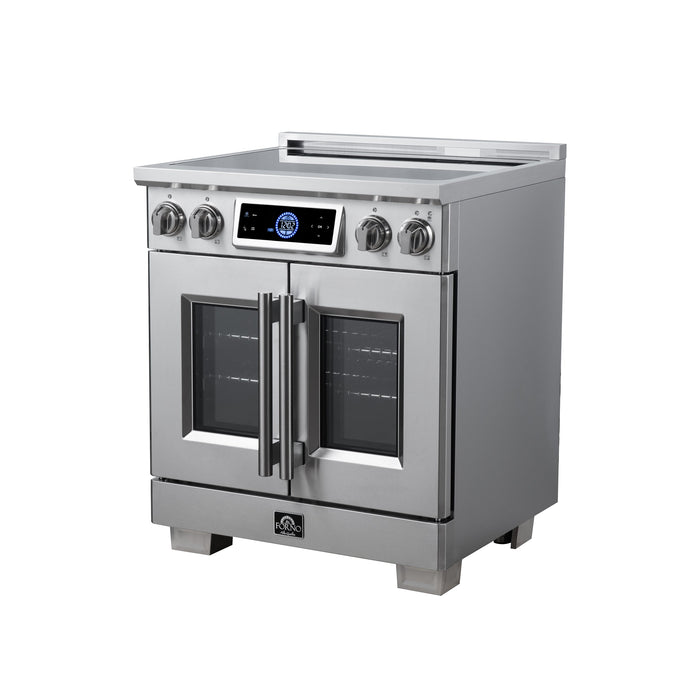 Forno Maximus 30-Inch 4.32 cu. ft. French Door Induction Range, True Convection, Air Sous Vide, Air Fry Basket - Stainless Steel Black or White (FFSIN0932-30)