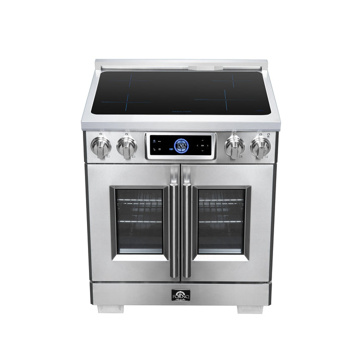 Forno Maximus 30-Inch 4.32 cu. ft. French Door Induction Range, True Convection, Air Sous Vide, Air Fry Basket - Stainless Steel Black or White (FFSIN0932-30)