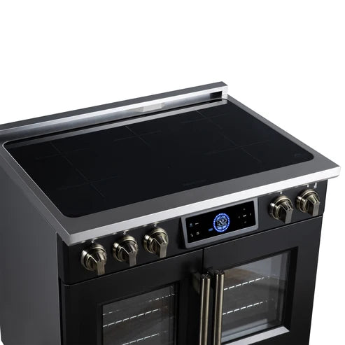 Forno Maximus 36-Inch 5.36 cu. ft. French Door Induction Range, True Convection, Air Sous Vide, Air Fry Basket - Stainless Steel, Black or White (FFSIN0932-36)